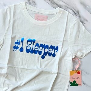 Ban.do White T-Shirt with Blue Graphic #1 sleeper forever 21 urban outfitters